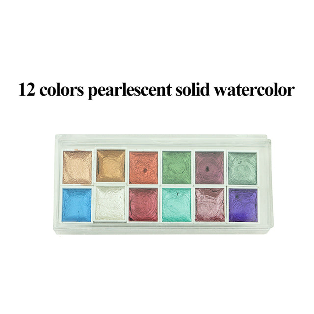 12/36 Colors Glitter Watercolor Paints Set