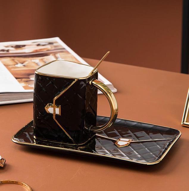 Creative bag shape Coffee Cup Sets With tray