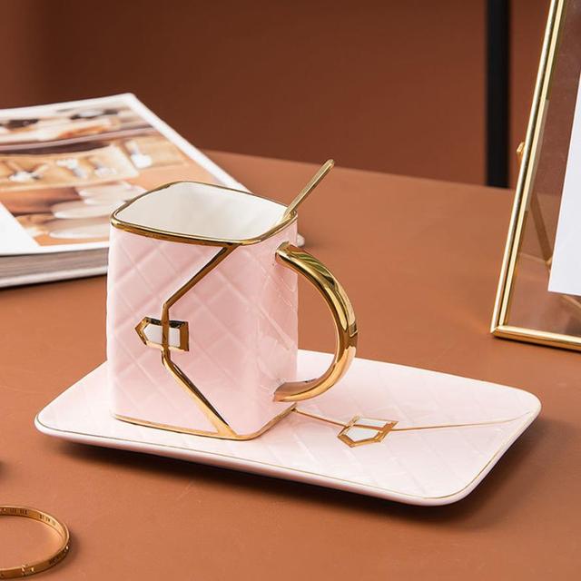 Creative bag shape Coffee Cup Sets With tray