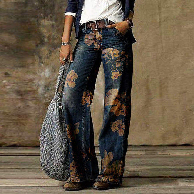 Spring Retro Straight Jeans Trousers Women