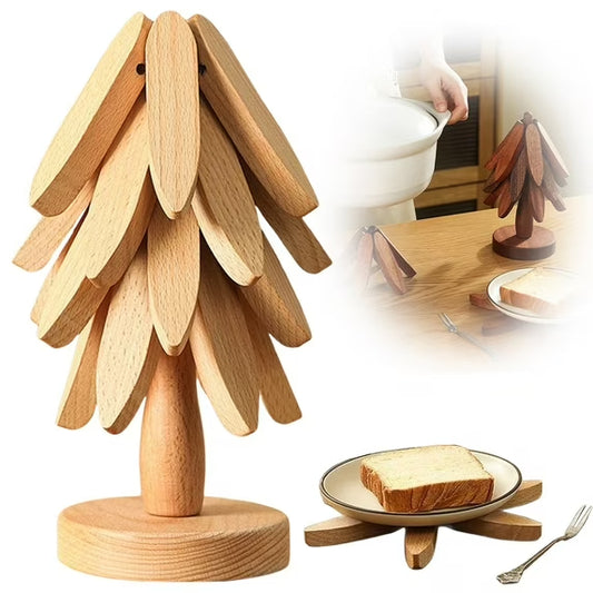 Tree Design Stand Wooden Trivets Decorative Anti Scald