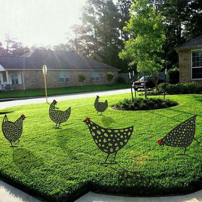 Chicken Yard Art Outdoor Garden Back Yard Gazon Stakes Hen Yard Decor