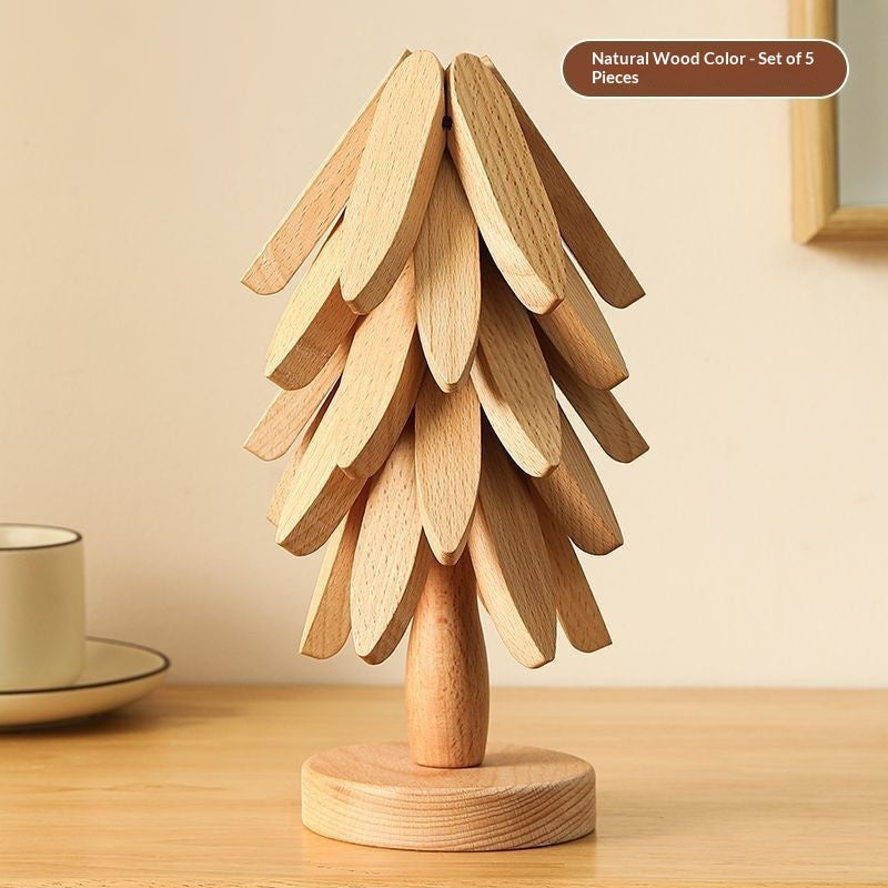 Tree Design Stand Wooden Trivets Decorative Anti Scald