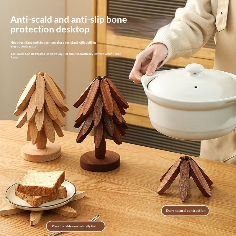 Tree Design Stand Wooden Trivets Decorative Anti Scald