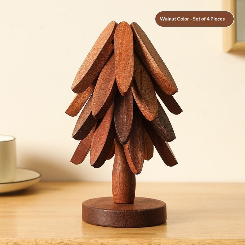 Tree Design Stand Wooden Trivets Decorative Anti Scald