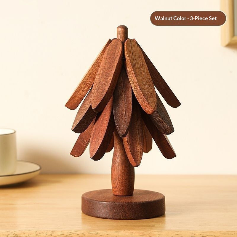 Tree Design Stand Wooden Trivets Decorative Anti Scald