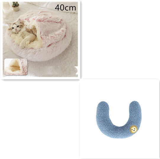 2 In 1 Dog And Cat Bed Pet Winter Bed Round Plush Warm