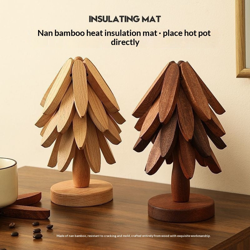 Tree Design Stand Wooden Trivets Decorative Anti Scald
