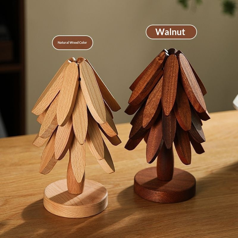 Tree Design Stand Wooden Trivets Decorative Anti Scald