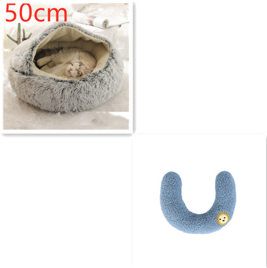 2 In 1 Dog And Cat Bed Pet Winter Bed Round Plush Warm