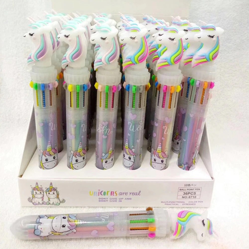 Cute Unicorn Power 10 Colors Chunky Ballpoint Pen