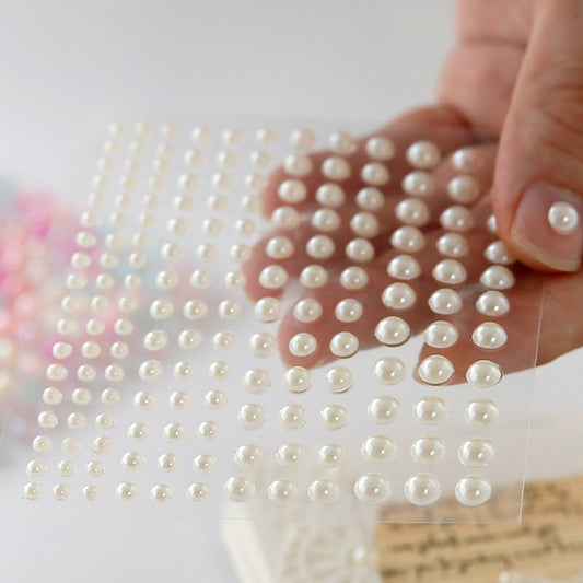 1 Sheet Plastic Semi-circular Pearl Decoration Stickers