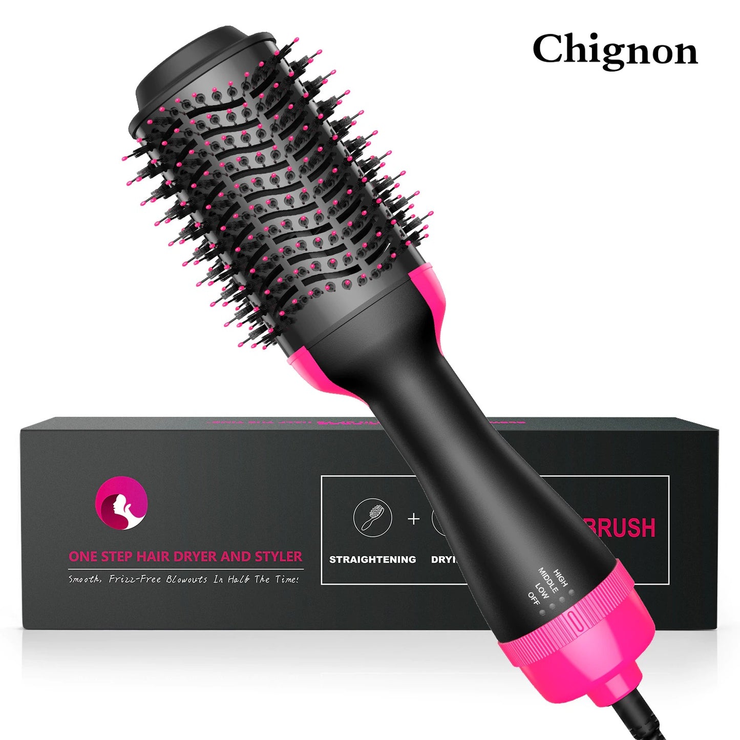 Hair Straightener Curler Comb Roller One Step Electric Ion Blow Dryer Brush