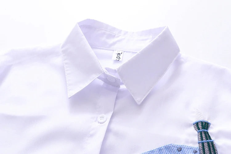 White Shirt Casual Wear Blouse Embroidery