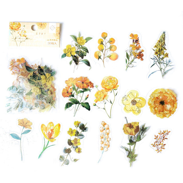 Golden Outline Hand Painting Colorful Flowers