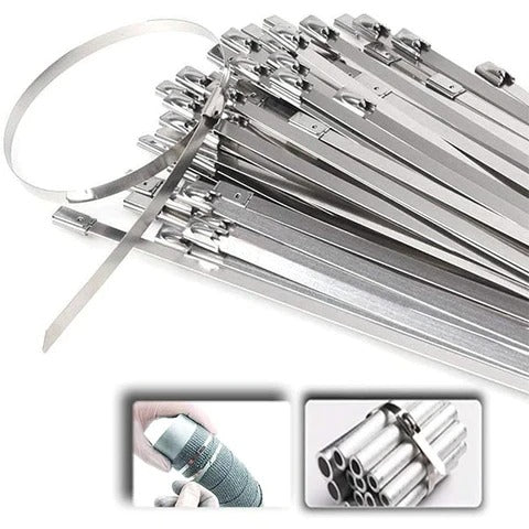 50/100PCS Multi-Purpose Locking Cable Metal Zip Ties