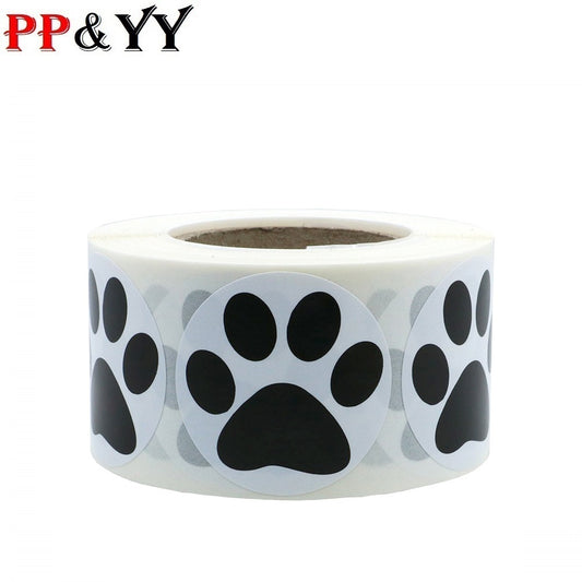 50-500pcs Black Paw Print Stickers Dog cat