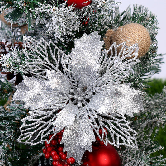 Glitter Artifical Christmas Flowers Decor