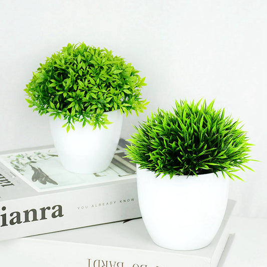 Artificial Plants Potted Green Bonsai Small Tree Grass