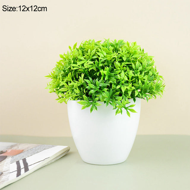 Artificial Plants Potted Green Bonsai Small Tree Grass