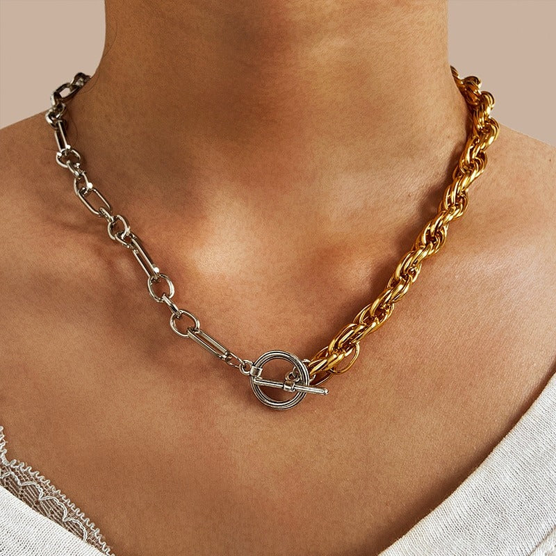 17KM Fashion Asymmetric Lock Necklace