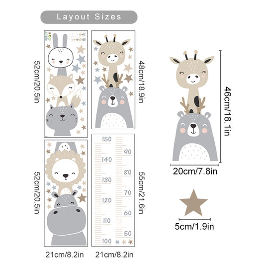 Cartoon Baby Height Measurement Lion Wall Sticker