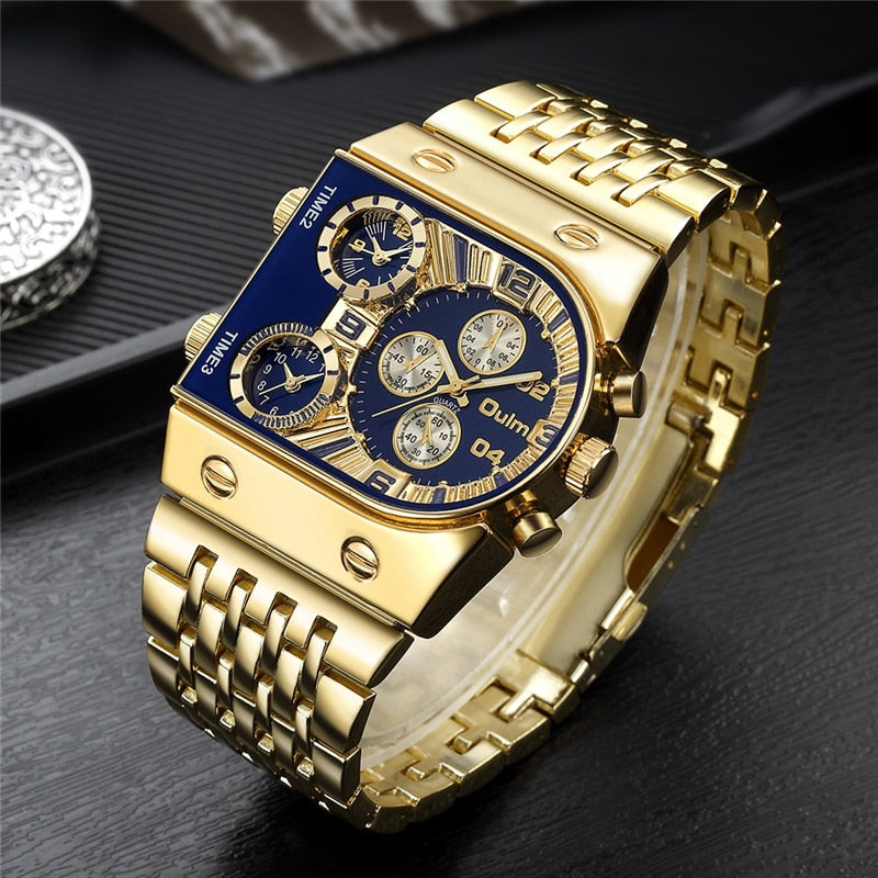 Men Waterproof Wristwatch Luxury Gold