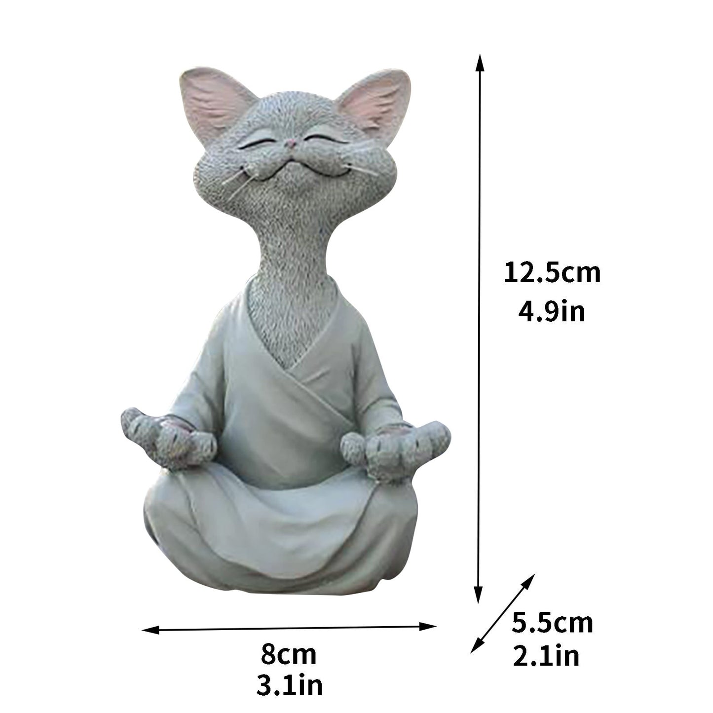 Whimsical Black Buddha Cat Figurine Meditation