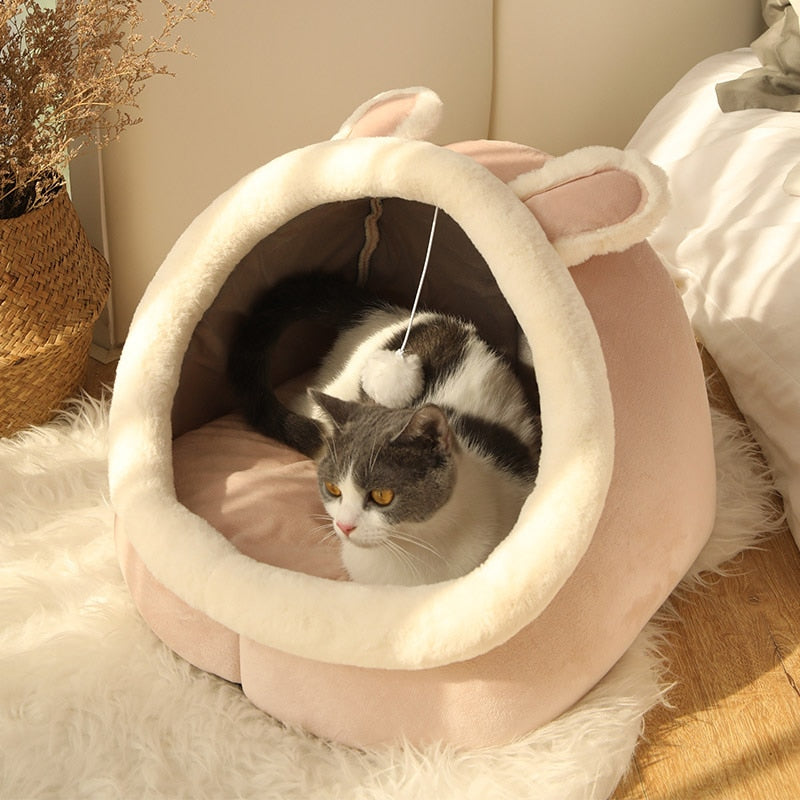 Sweet Cat Bed Warm Pet Basket Cozy Kitten Lounger