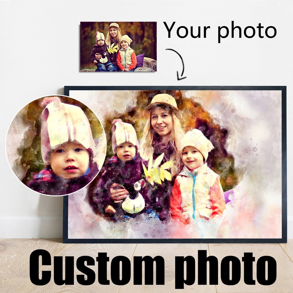Custom Watercolor Painting From Your Photos Style Poster