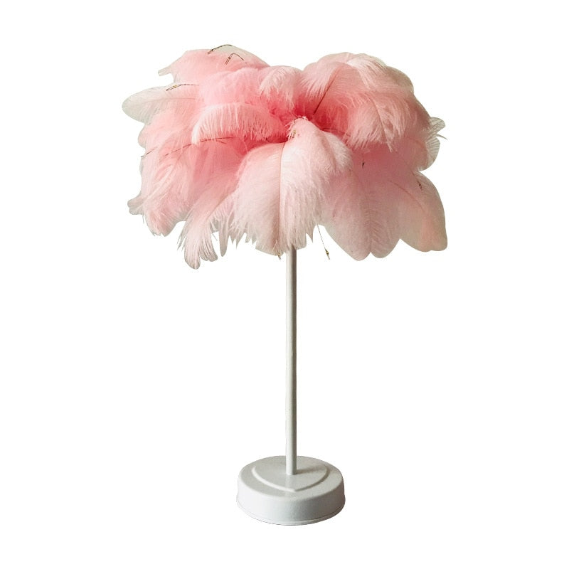 Remote Control Feather Table Lamp