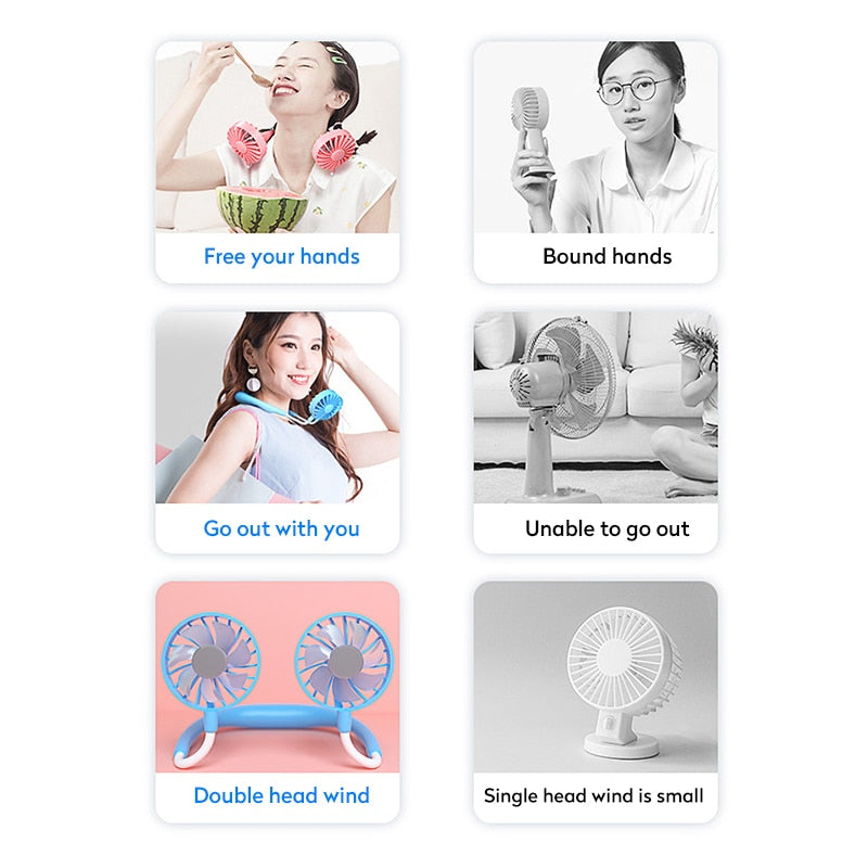 Mini USB Portable Fan Hands-free Neck Fan