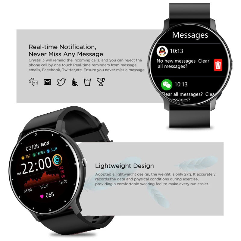 Men Women Smart Watch Full Touch Screen Watches