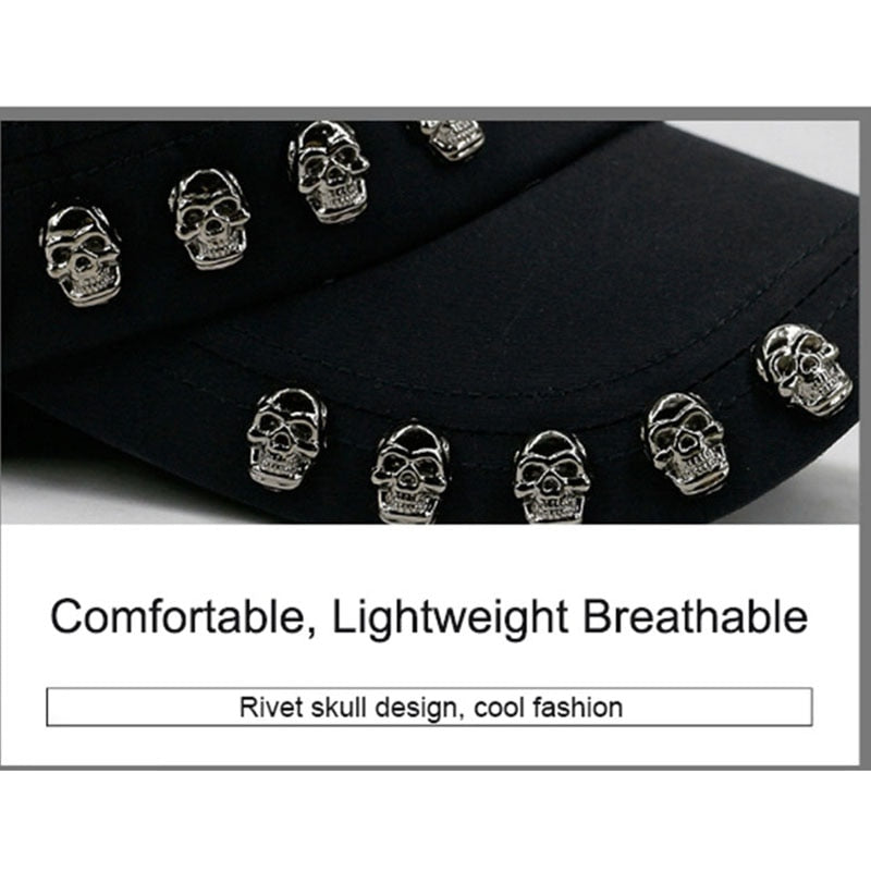 Hip Hop Skull Flat Hats Punk Rivet Ring Men Army