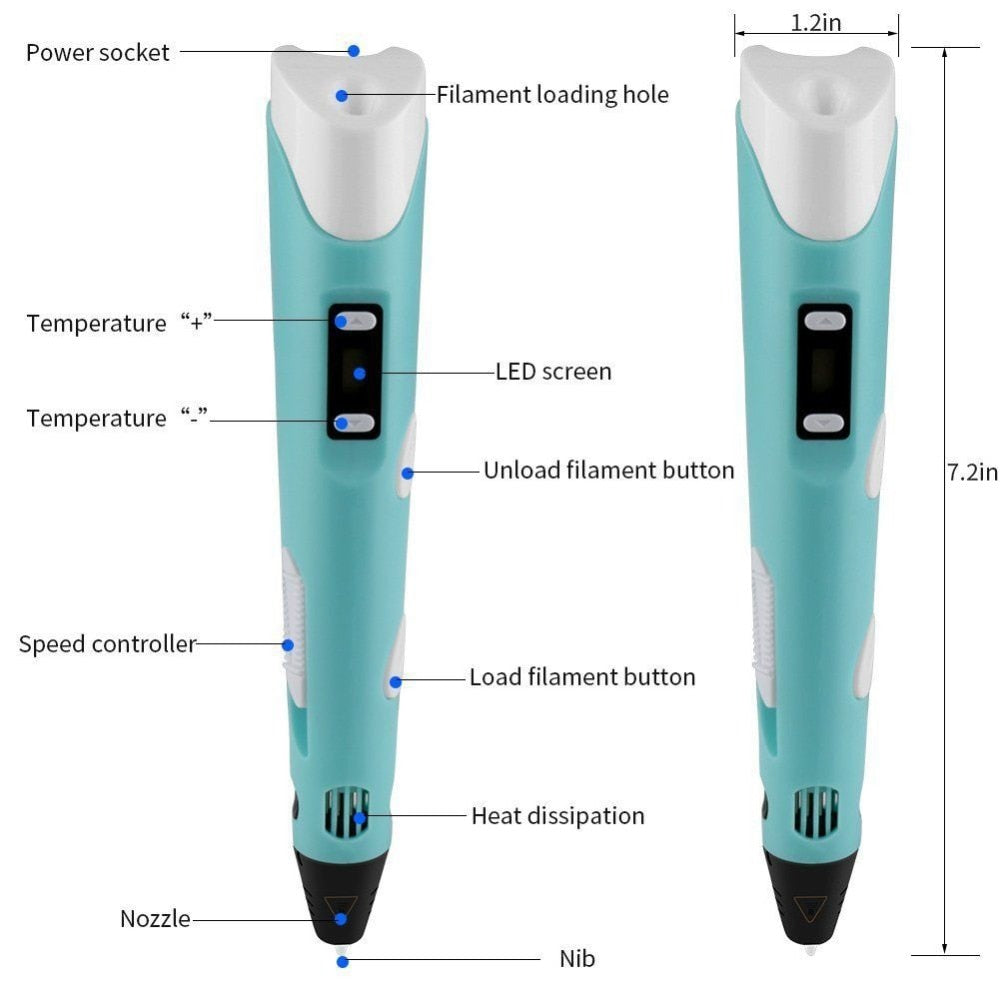 Dikale 3D Pen LED Screen DIY 3D Printing Pen