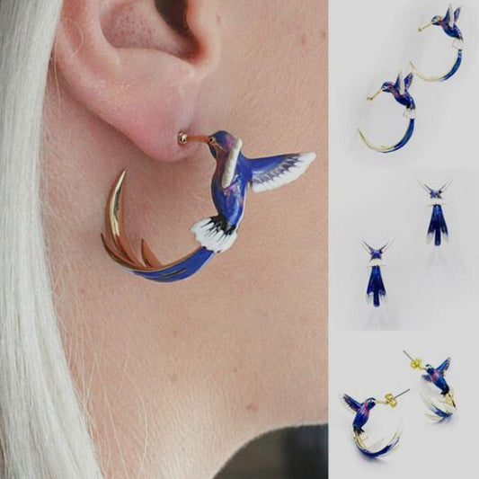 Blue Hummingbird Earrings Women Earrings