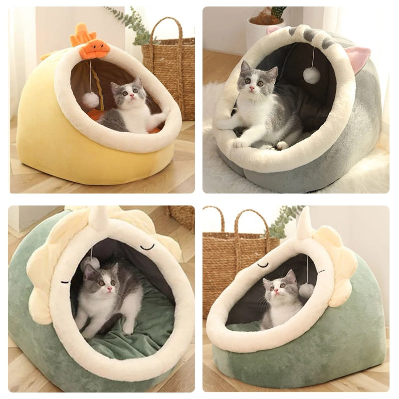 Sweet Cat Bed Warm Pet Basket Cozy Kitten Lounger