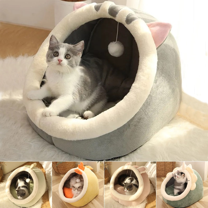 Sweet Cat Bed Warm Pet Basket Cozy Kitten Lounger