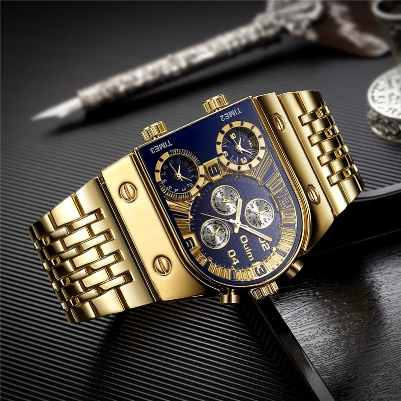Men Waterproof Wristwatch Luxury Gold