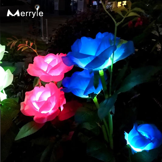 RGB Color Solar Power Lamp Outdoor Waterproof