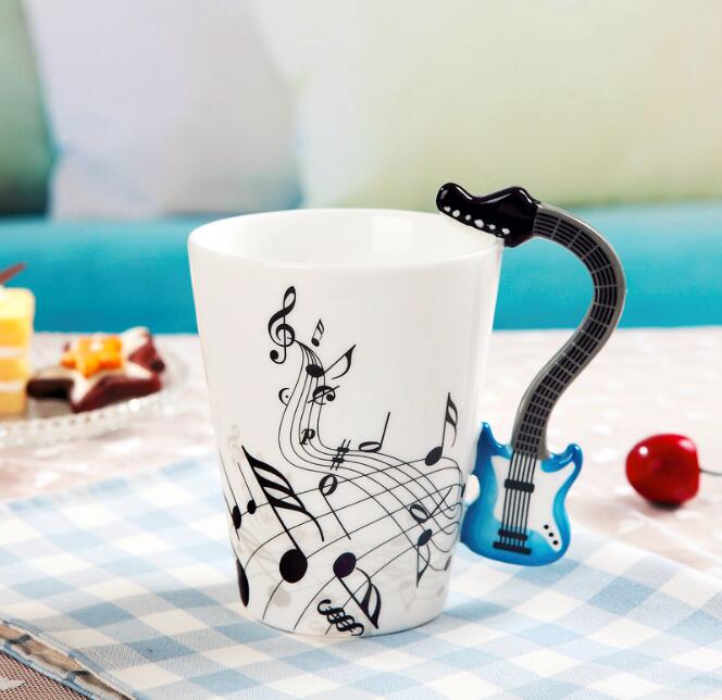 Creative Music Violin Style Guitar Notes Ceramic Cup