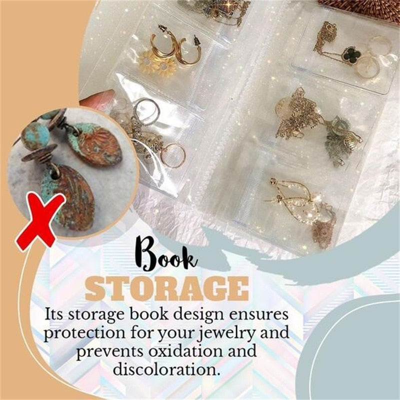 Jewelry Storage Book Set Zip-Locking Divided Cells