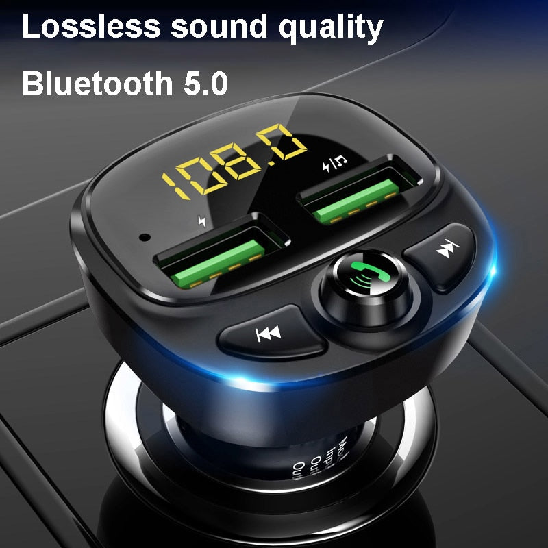 Car FM Transmitter Bluetooth 5.0 Dual USB Charger