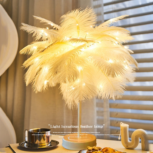 Remote Control Feather Table Lamp