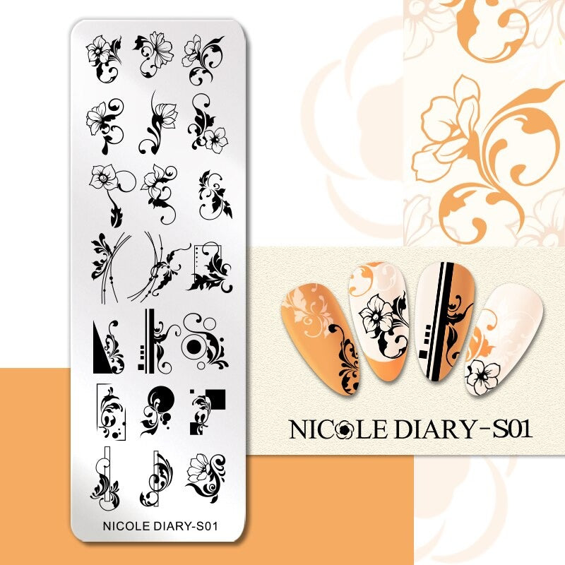 Lady Face Nail Stamp Templates Leaf Floral Printing Stencil