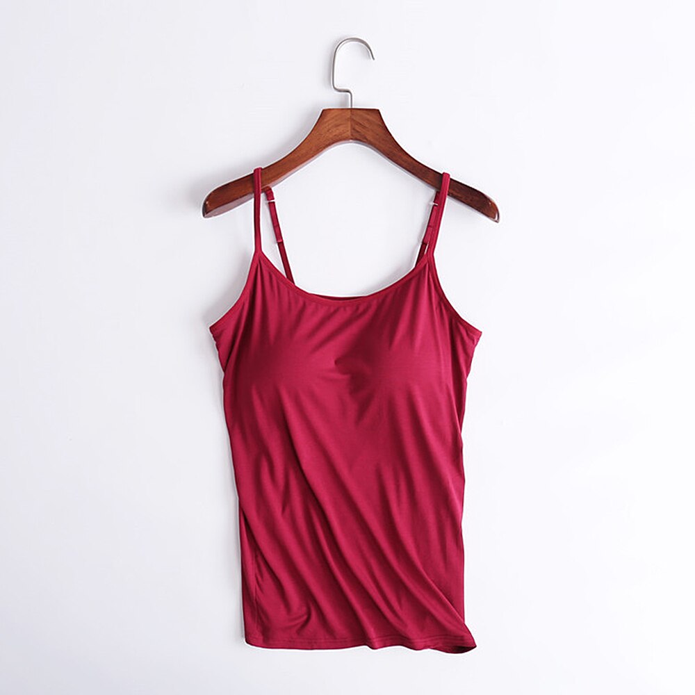 Camisole Tops with Built in Bra Neck Vest Padded