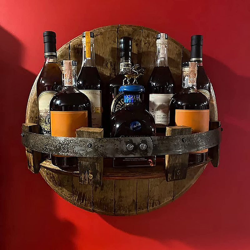 Wooden Wall Wine Bottle Holder Wine Whiskey Home Bar Decoration