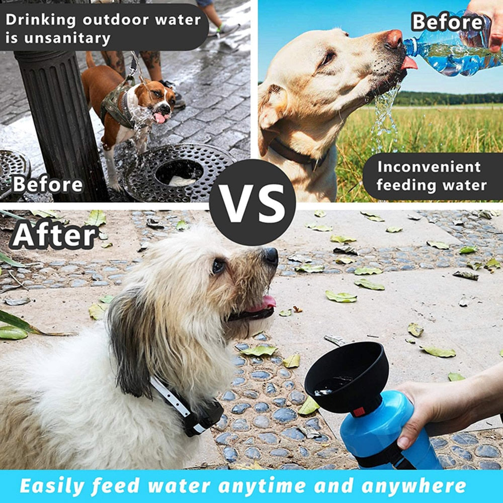 Portable Dog Water Bottle Foldable Pet Feeder Bowl