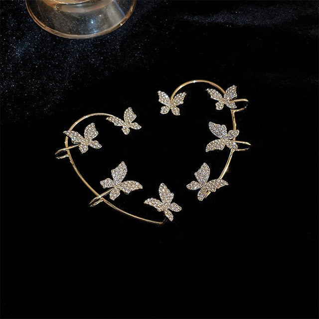Gold Silver Color Metal Butterfly Ear Clips Without Piercing