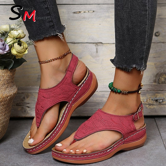 Women Sandals Flats Slippers Pu Leather
